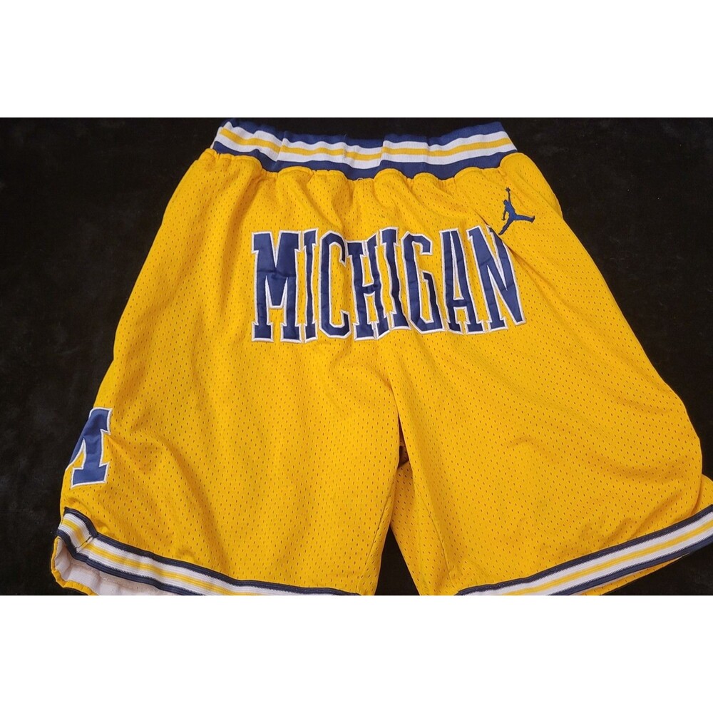 Jordan X Just Don Michigan Wolverine Yellow Men's Shorts Medium AS IS